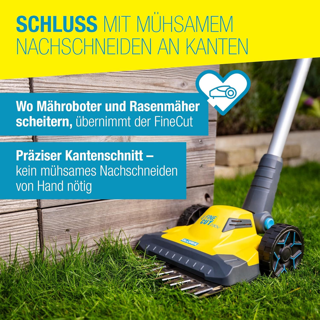 GLORIA Elektro Rasen- und Kantenschneider FineCut 230V-Ergänzung für Mähroboter & Akku-Rasenmäher/Ra