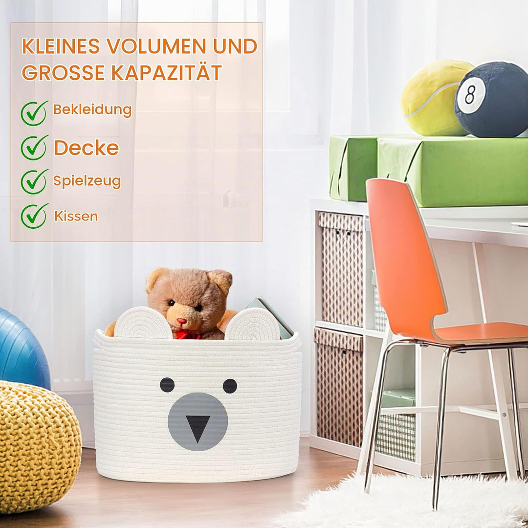 Aufbewahrungskorb Kinder aus Baumwolle für Spielzeug und Wäsche, Wäschekorb und Spielzeugkorb in ein