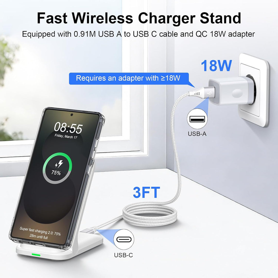 15W Induktive Ladestation Samsung, Wireless Charger mit 18W Schnellladegerät, Google Pixel Stand für