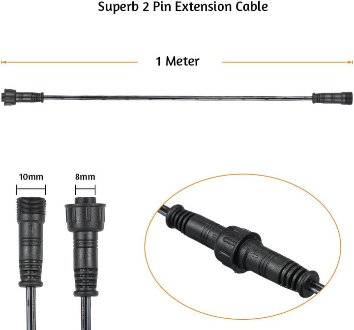 Verlängerungskabel 1M/2 Pin für Deckenspots,Einbauleuchten,Einbaustrahler Tomshine IP67 Wasserdicht(