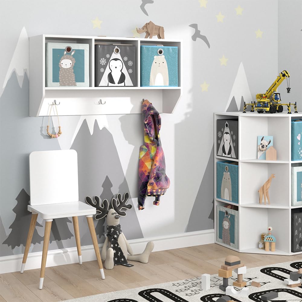 Vicco Wandregal für das Kinderzimmer Luigi, Weiss, 107 x 56 cm Regal 107x56 cm ohne Faltbox, Regal 1