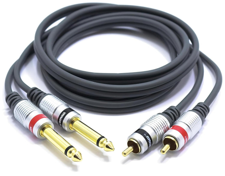 VITALCO Cinch auf 6.3mm Klinke Kabel 5m 2X Male Chinch Stecker zu 2X Grosse Klinke Mono Audio Adapte