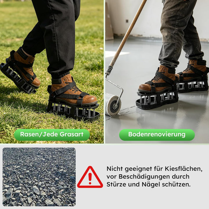 Nagelschuhe Rasen,Rasenlüfter Schuhe mit 26 Stahlspitzen &amp; Klettverschluss,Rasenbelüfter Vertikutier