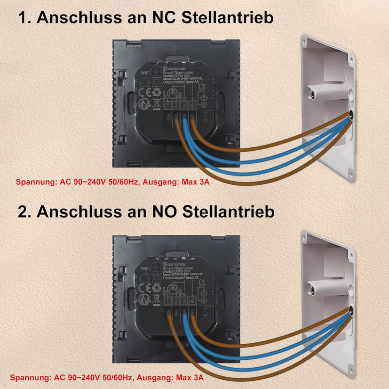 KETOTEK Thermostat Fussbodenheizung Wasser WLAN 3A 230V, Smart Raumthermostat Fussbodenheizung Wasse