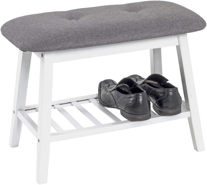 HAKU Möbel Schuhbank, Bambus, weiss-grau, B 60 x T 30 x H 44 cm Weiss-grau 60 x 30 x 44 cm, Weiss-gr