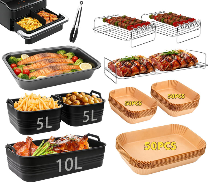 Heissluftfritteuse Zubehör für Cosori Dual Blaze 10L & Ninja AF500EU Foodi Flexdrawer 10,4L, BPA-fre