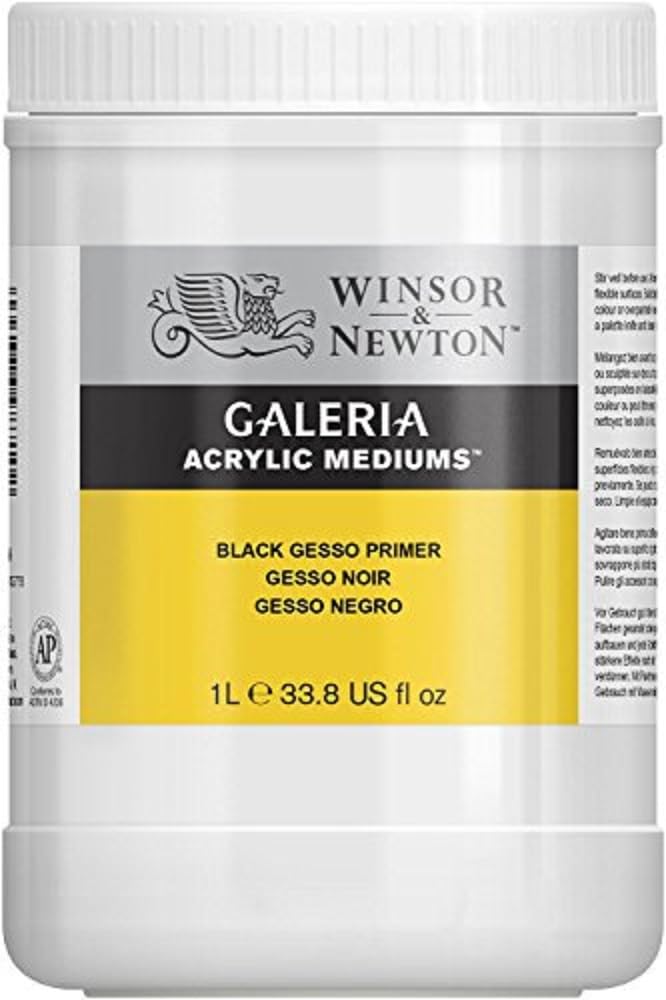 Winsor &amp; Newton 3054825 Galeria Gesso, 1 Liter Topf, Grundierung für die Leinwand, schwarz 1 Ltr.- G