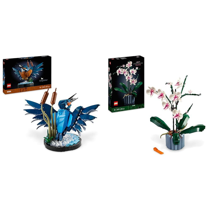 LEGO Icons Eisvogel Modellbausatz für Erwachsene, Vogel-Modell & Icons Orchidee, Künstliche Pflanzen