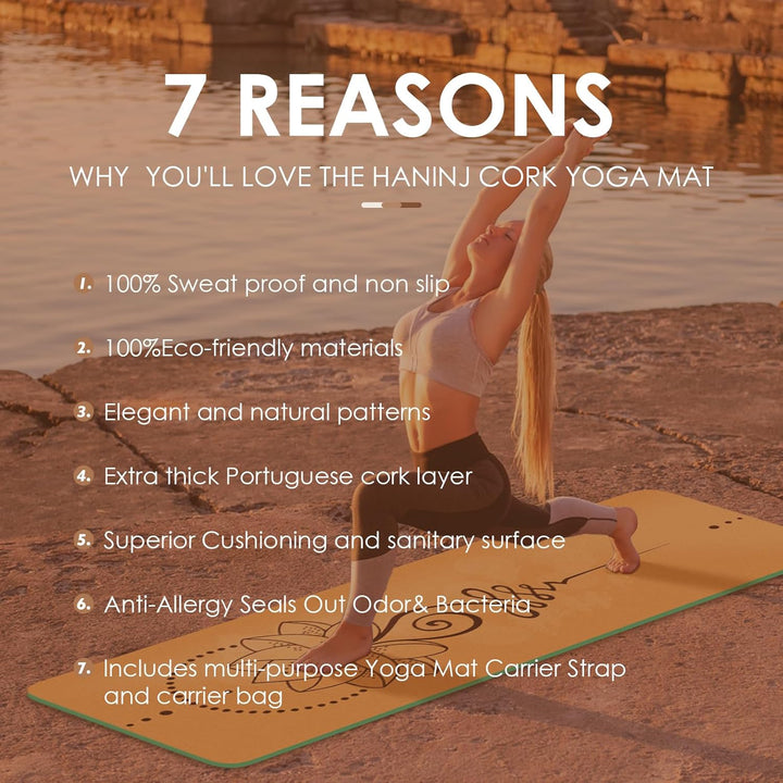 Yogamatte-Kork, Rutschfest, Einzigartiges Design, Extradick Natürlicher Kork, TPE Fitness-Trainingsm