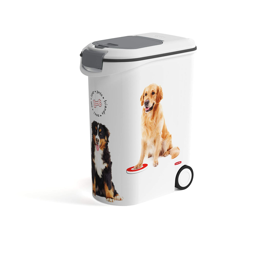 Curver Futter-Container 20kg I 54L, weiss/grau/Love Pets Hunde, 49,3 x 27,8 x 60,5 cm, 241093 Hund 2