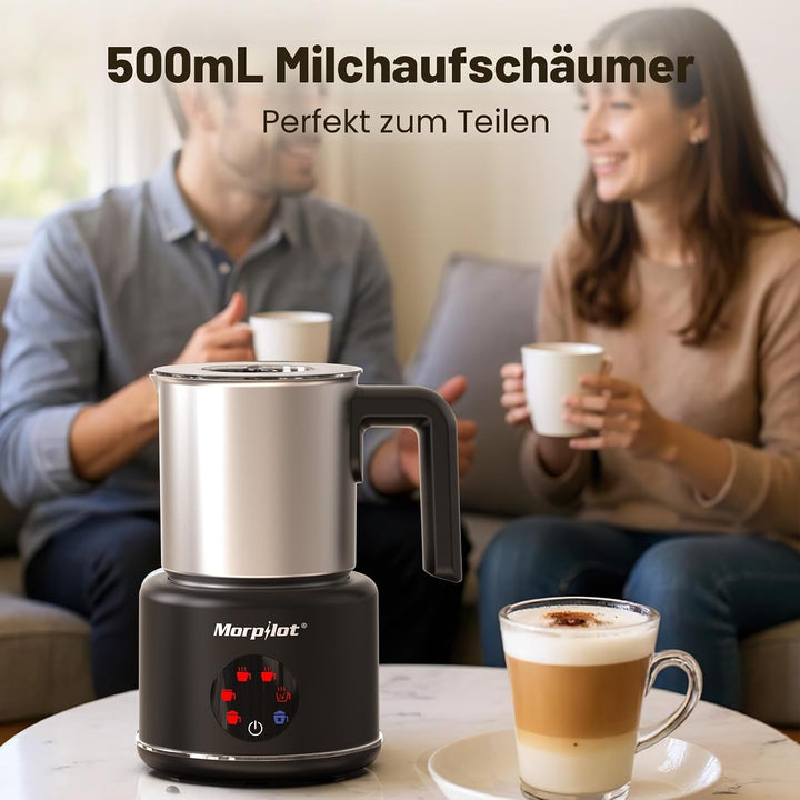 Morpilot Milchaufschäumer Elektrisch, 6 in 1 Milchschäumer für heisser, kalter und heisser Schokolad