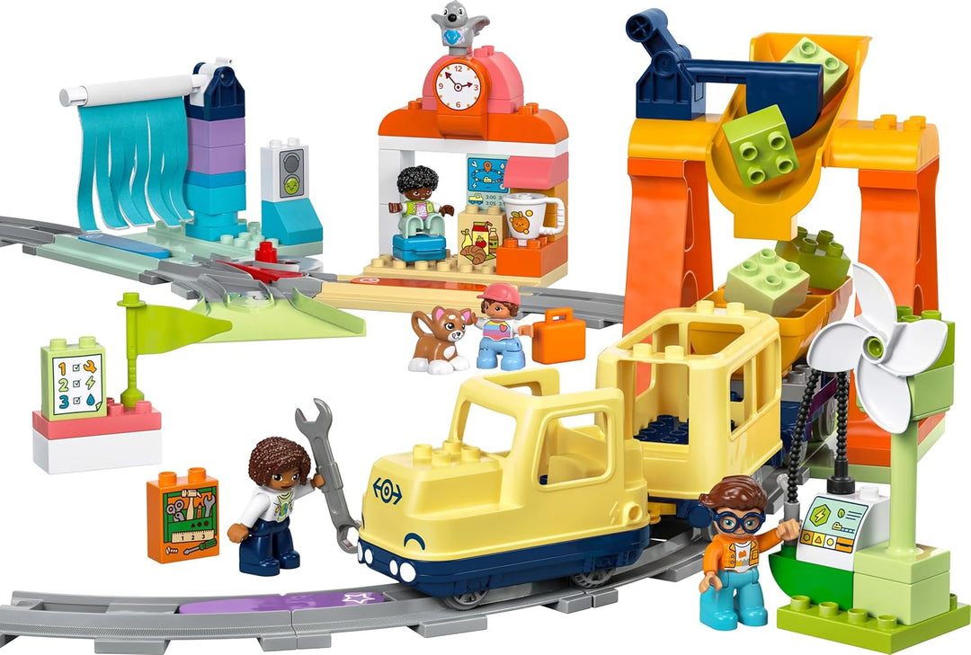 LEGO DUPLO Town Grosse interaktive Eisenbahn, Bauspielzeug für Kleinkinder ab 3 Jahren, Push & Go Lo