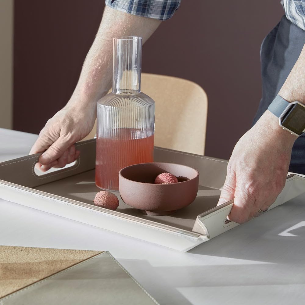 FREEFORM DUO - 2in1 wendbares Tablett & Tischset, weiss/taupe, Kunstleder, Masse: 55 x 41 cm Weiss/T