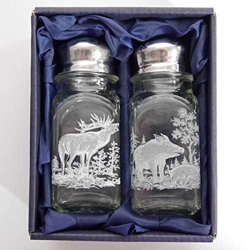 GTK - Geweihe &amp; Trophäen KRUMHOLZ Salz &amp; Pfeffer Streuer Set mit Jagdmotiv