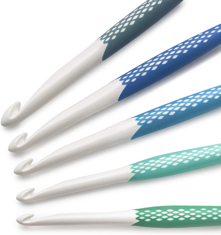Prym 218441 Wollhäkelnadel Set 7,0 mm - 12,0 mm, prym.ergonomics, Kunststoff, ergonomischer Griff 7,
