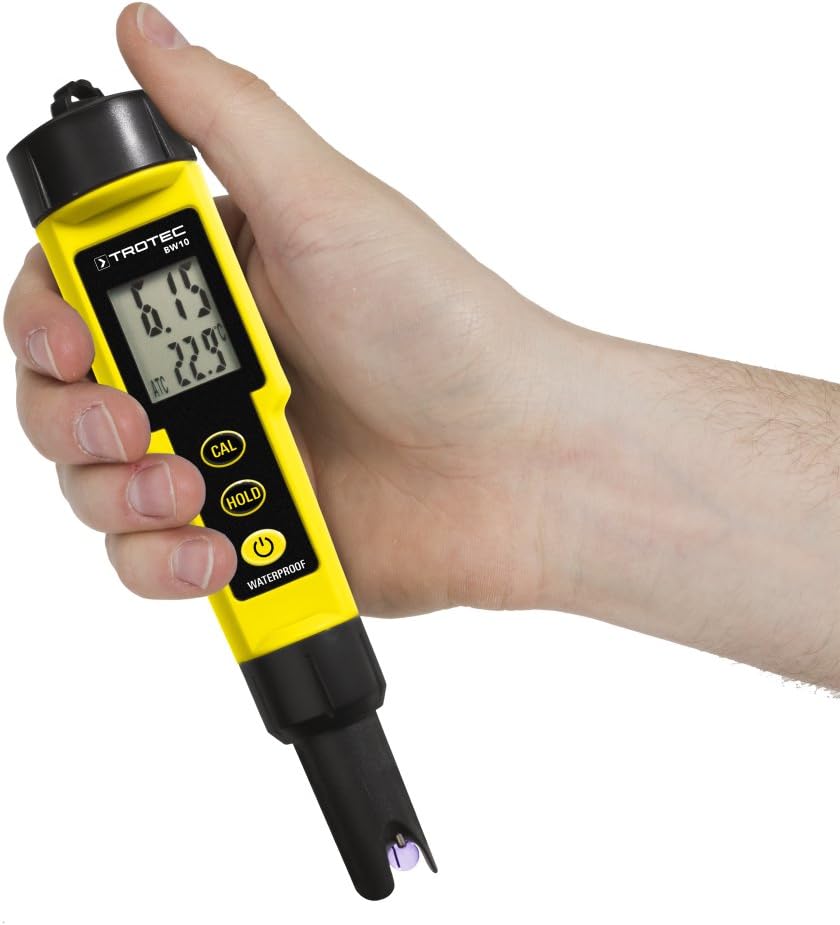 TROTEC pH Wert Messgerät BW10 – Für Aquarium, Teich, Pool – Messbereich 0,00-14,00 pH, Abschaltautom
