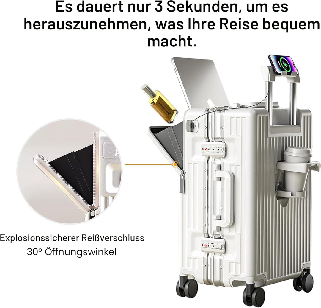 Handgepäckkoffer für Frühjahr/Sommer, fluglinienzugelassen, mit TSA-Schloss, 360°-Rollen, PC-Hartsch