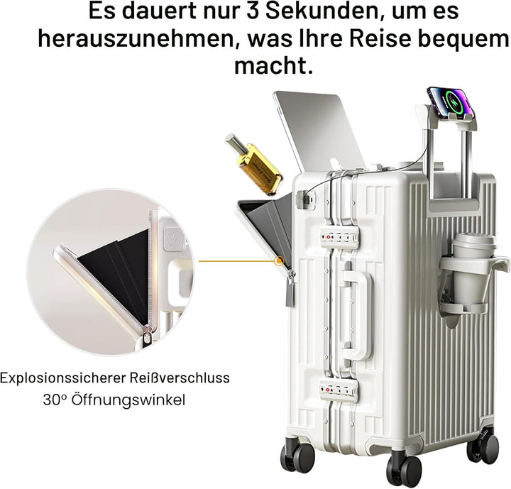 Handgepäckkoffer für Frühjahr/Sommer, fluglinienzugelassen, mit TSA-Schloss, 360°-Rollen, PC-Hartsch