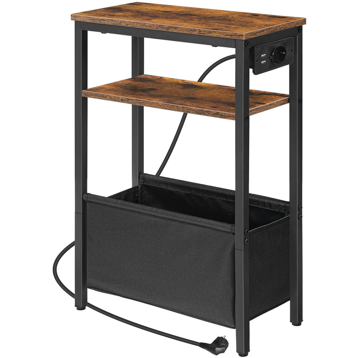 HOOBRO Beistelltisch mit Ladestation, Nachttisch mit Stauraum, Sofatisch mit Steckdose und USB-Ansch