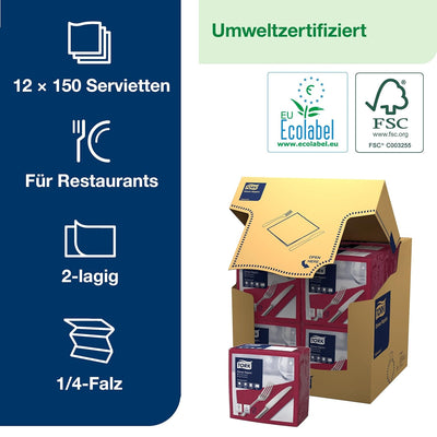 Tork 478875 Dinnerservietten Bordeauxrot / 2-lagige Papierservietten / Für jede Gelegenheit / Advanc