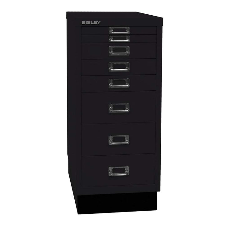 BISLEY MultiDrawer, 29er Serie mit Sockel, DIN A4, 8 Schubladen, Metall, 633 Schwarz, 38 x 27.9 x 67