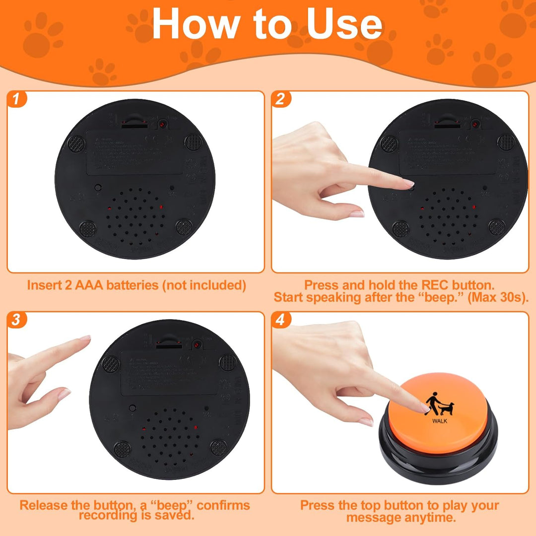 Buzzer mit Aufnahmefunktion, Pack of 10 Buzzers with Sound, mit 2 Aufkleber, Buzzer Hund für Die Int