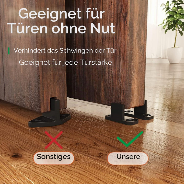 WINSOON 183cm Schiebetür Komplettset Schwarz Schiebetür Schiene Schiebetürbeschlag Set Schwerlast Sc