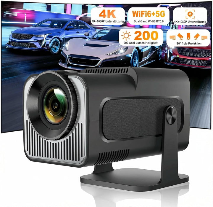 WOOPKER Mini Projektor HY320 Tragbarer Projektor, Unterstützt 4K 1080P mit Zweiband-WIFI6 5G Drahtlo