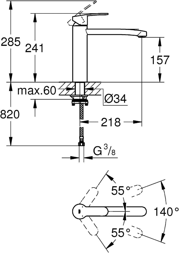 GROHE Eurostyle C Einhand-Spültischbatterie, mittelhoher Auslauf für Vor-Fenster-Montage 31159002, C