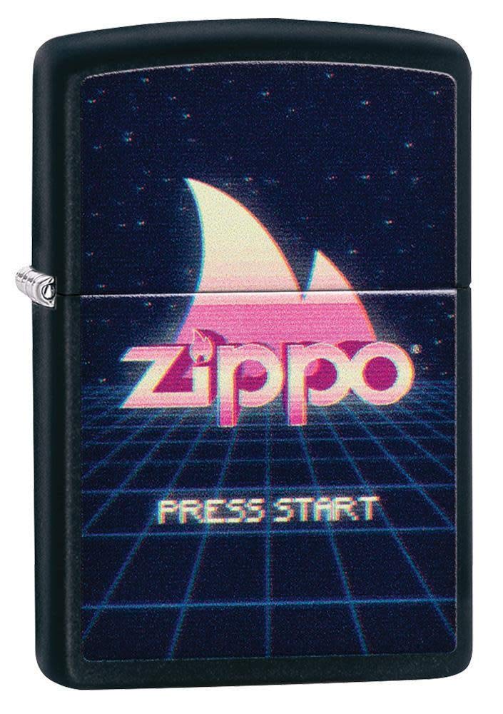Zippo 49115 Unisex-Erwachsene Gaming Flame Logo Design BlackPocketClassicLighter,Schwarz,Matt,Einhei