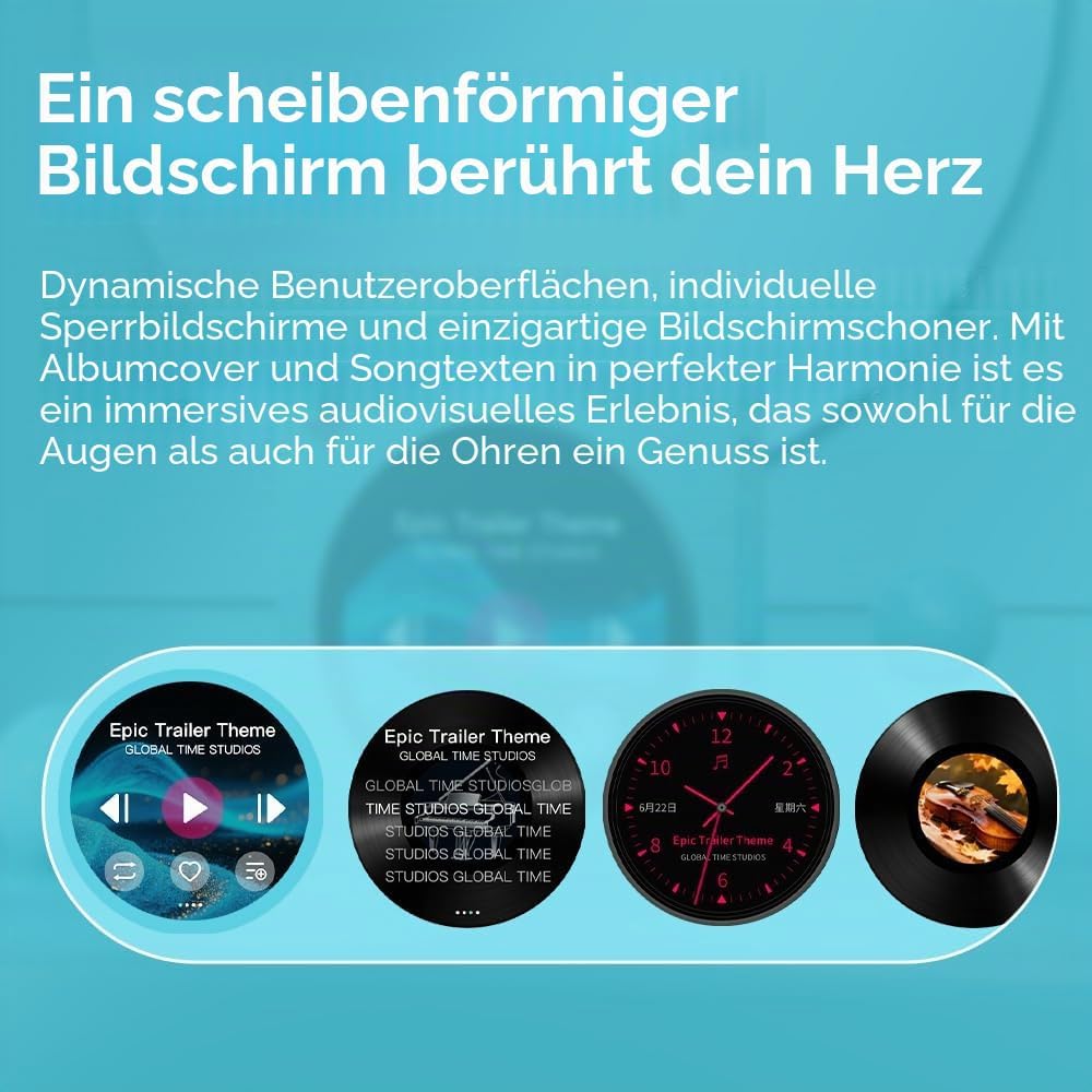 FIIO DISC Tragbarer HiFi-Musik-Player, Dual-DAC-Digital-Audio-Player mit 3,5-mm- und 4,4-mm-Ausgänge