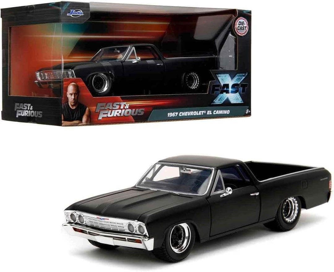 Jada Toys Fast and Furious Auto El Camino (1:24, schwarz) - Chevrolet El Camino 1967 aus dem Film Fa