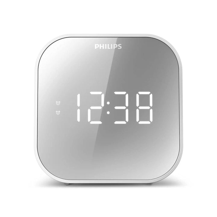 Philips Wecker mit Radio, Radio mit verspiegeltem Display, Digitalradio mit Doppelalarm, Sleep Timer