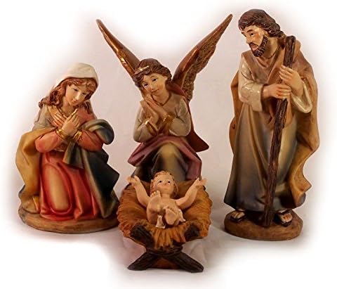 Krippenfiguren Set aus Polyresin, handbemalt. Markuskrippe. 11 TLG. 11 cm.