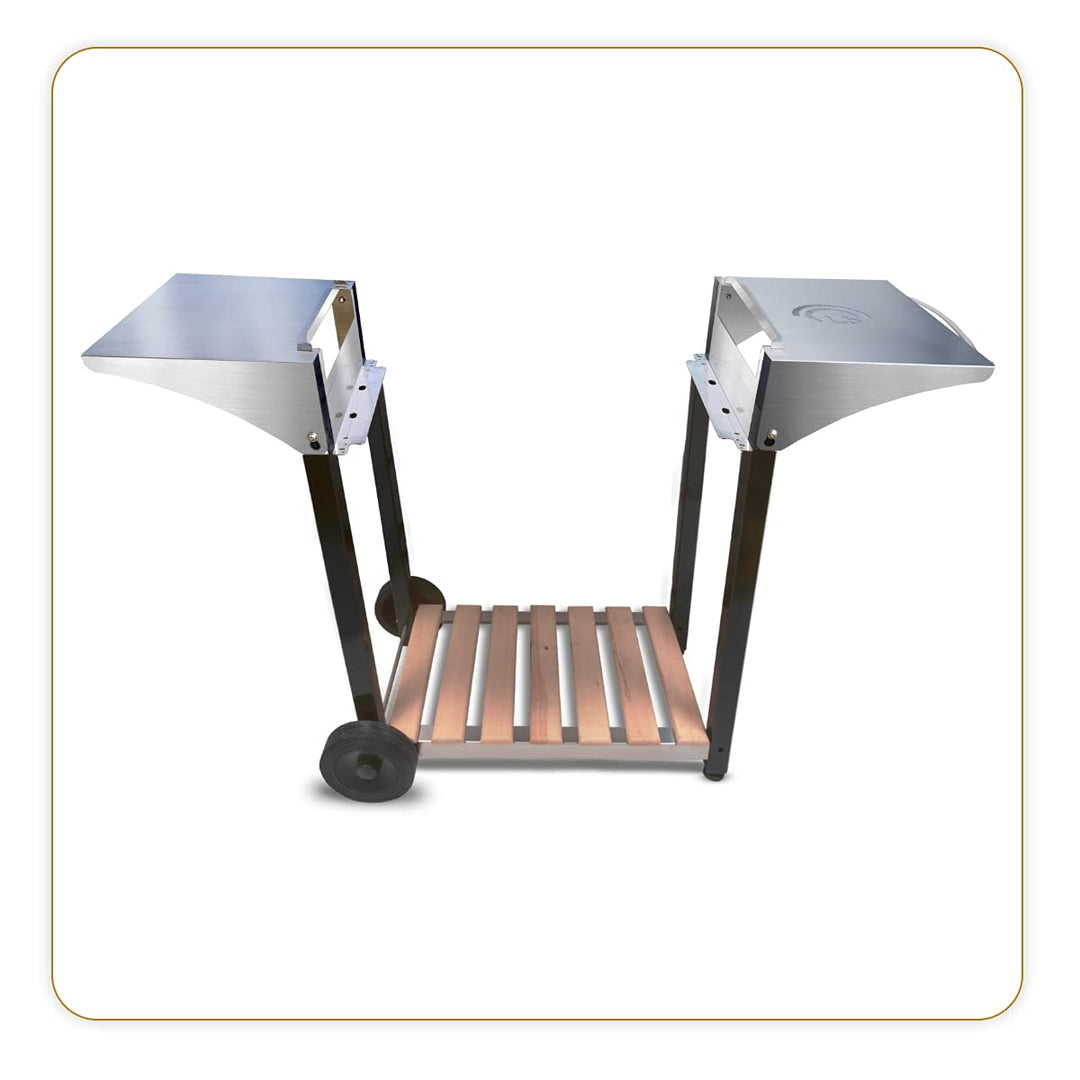 LITTLE BALANCE Chariot pour plancha Aquitaine Pro Planchawagen, Edelstahl & Holz