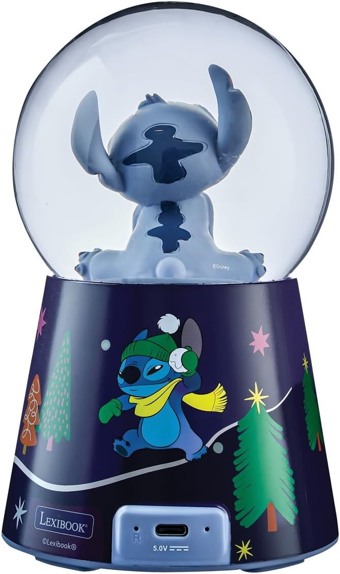 Lexibook, Disney Stitch, Bluetooth-Lautsprecher Schneekugel Stitch, Blau, SBS10D
