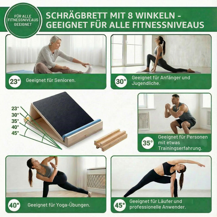 Wadendehner &amp; Schrägbrett mit 8 verstellbaren Winkeln | Slant Board für Wadenstreckung und Mobility