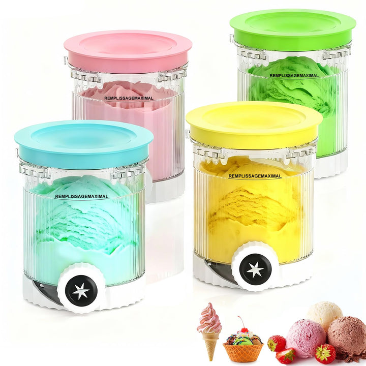 4 Stück Behälter für Ninja Creami Eismaschine NC701EU NC700 Serie, 480ML Creami Becher BPA-frei & Sp