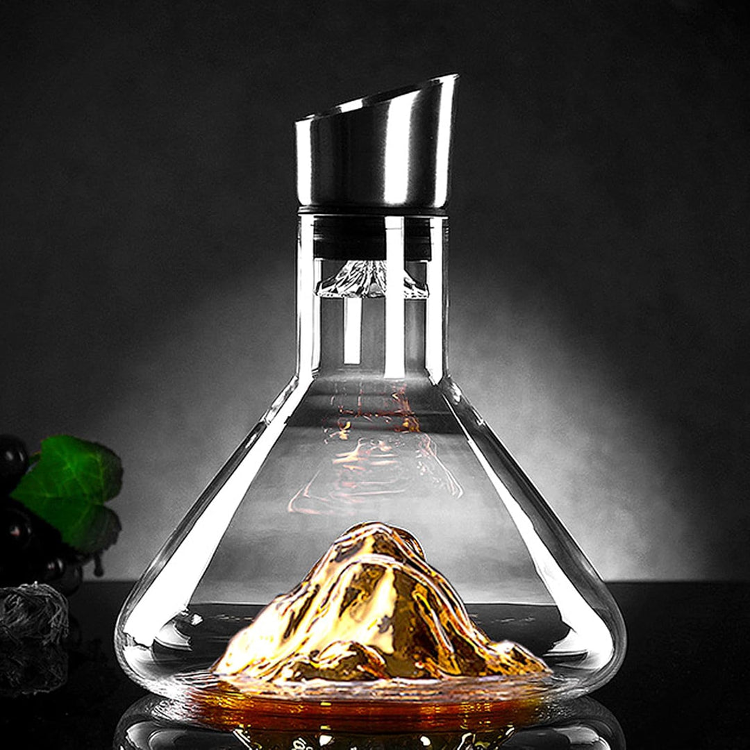 Wine Decanter Set with Aerator Filter, 1.5L Wine Carafe Red Wine Decanter, Lead-Free, Hand Blown Win