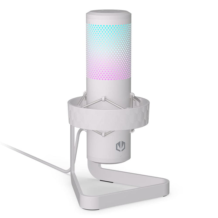 ENDORFY AXIS Streaming Onyx White, hochwertiges Mikrofon mit Kugelcharakteristik, RGB-Hintergrundbel