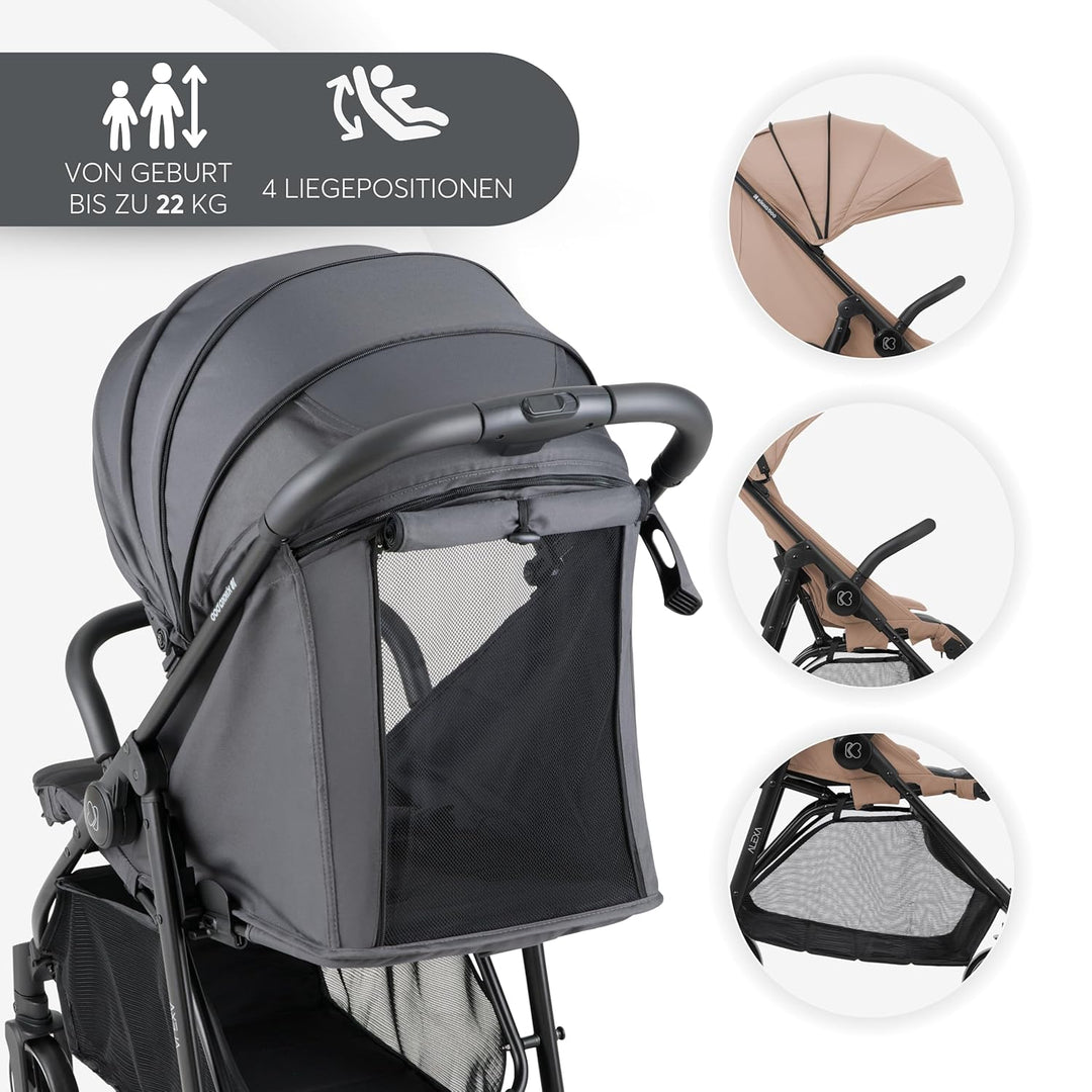 KikkaBoo Kindersportwagen ALEXA, Kinderwagen bis zu 22 kg, leicht, kompakt, einhändiges Falten, vers