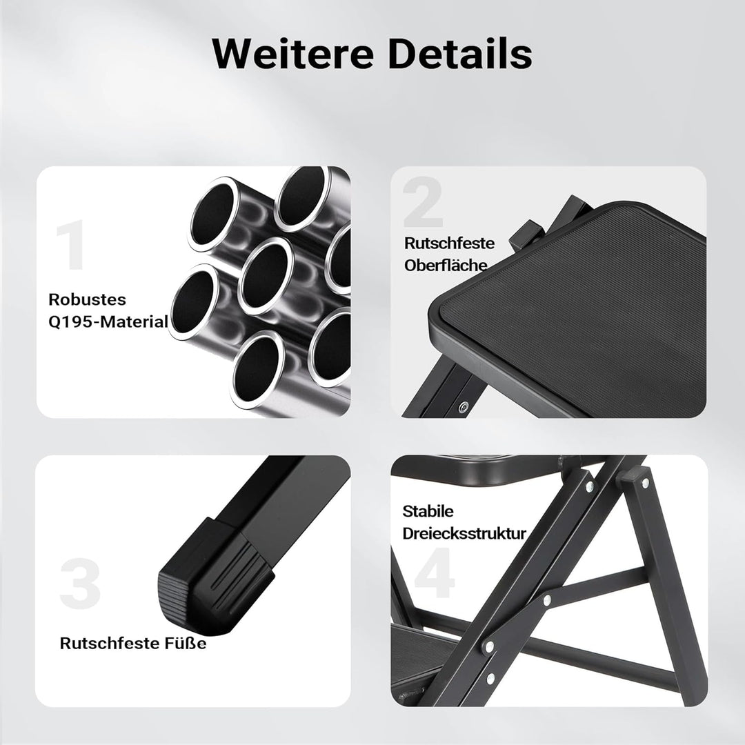Wiltec Camping Doppeltrittstufe bis 200 kg, 2 Stufen Tritt aus Stahl, Trittleiter für Camping, Outdo