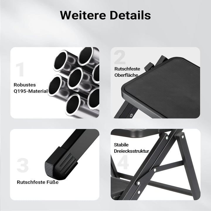 Wiltec Camping Doppeltrittstufe bis 200 kg, 2 Stufen Tritt aus Stahl, Trittleiter für Camping, Outdo