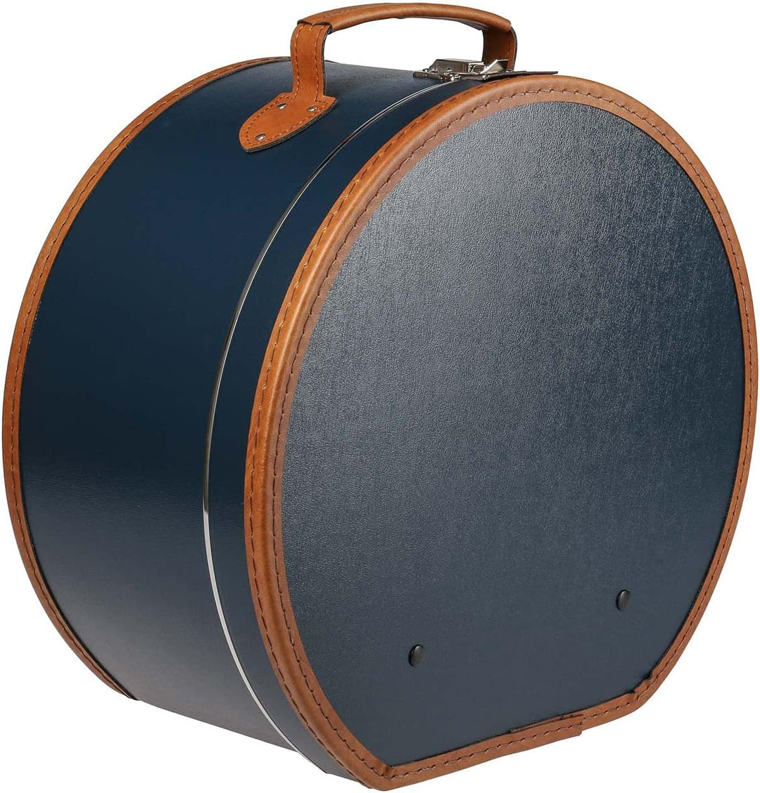Lierys runder Hutkoffer blau - Masse: 40 cm x 21 cm - grosse Hutschachtel aus Kunstleder - Hutbox zu