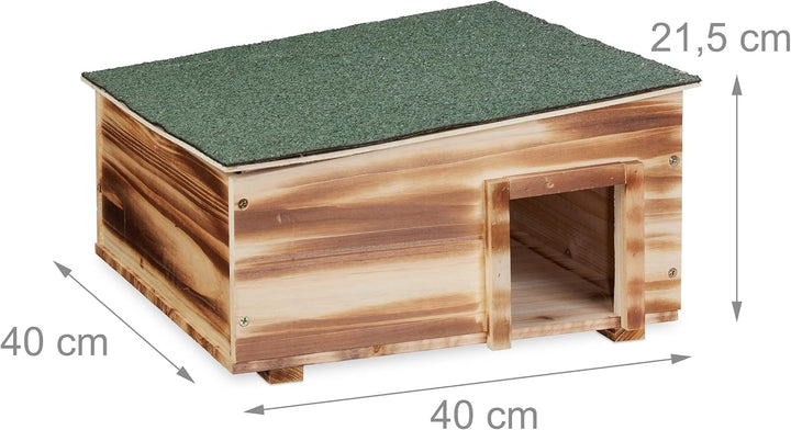 Relaxdays Igelhaus, geflammtes Holz, Igelhotel Boden, 2 Kammern, Winterquartier Igel, Garten, HBT 21