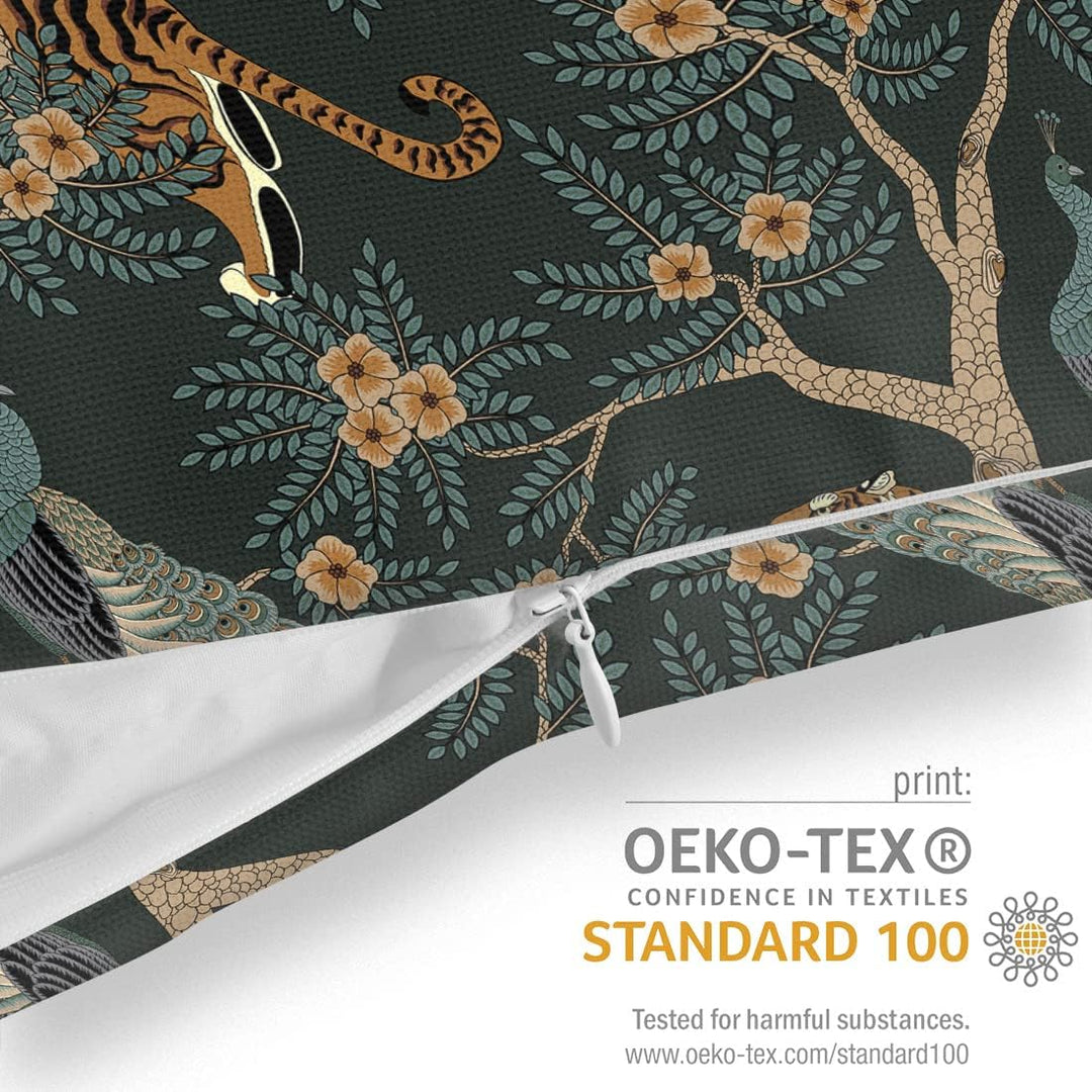 VOID Pfau und Tiger Kissenbezug Kissenhülle Sofakissen Kissen Deko Outdoor-Kissen Dekokissen, Kissen
