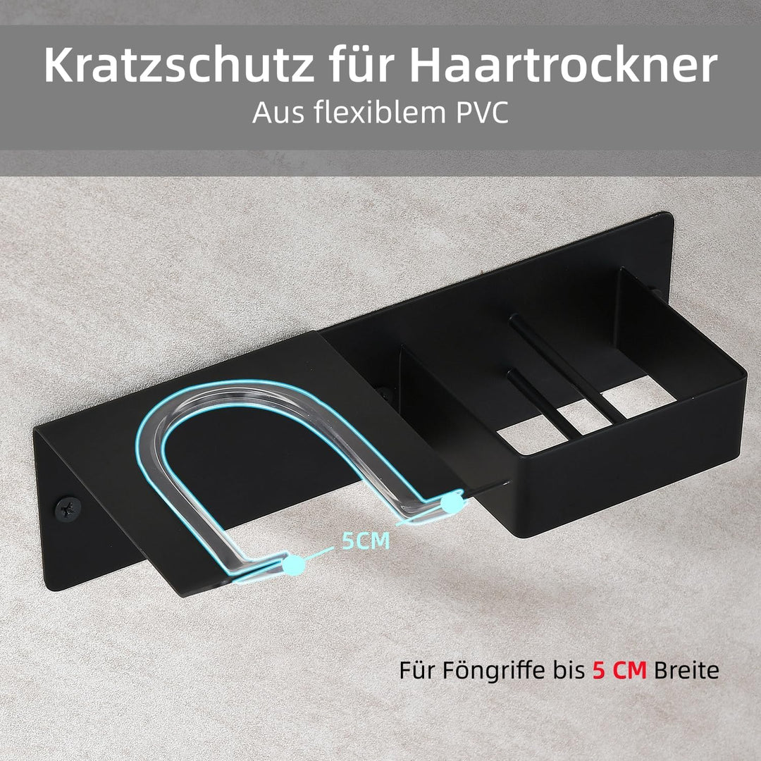 Föhn Halterung für Haartrockner und Glätteisen, Edelstahl Fönhalter Ohne Bohren, Fönhalter Wand Ohne