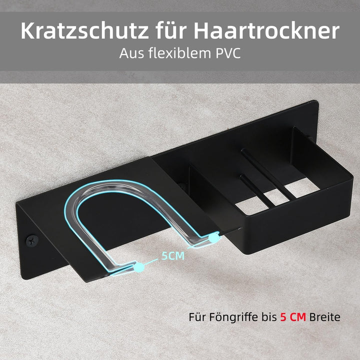 Föhn Halterung für Haartrockner und Glätteisen, Edelstahl Fönhalter Ohne Bohren, Fönhalter Wand Ohne
