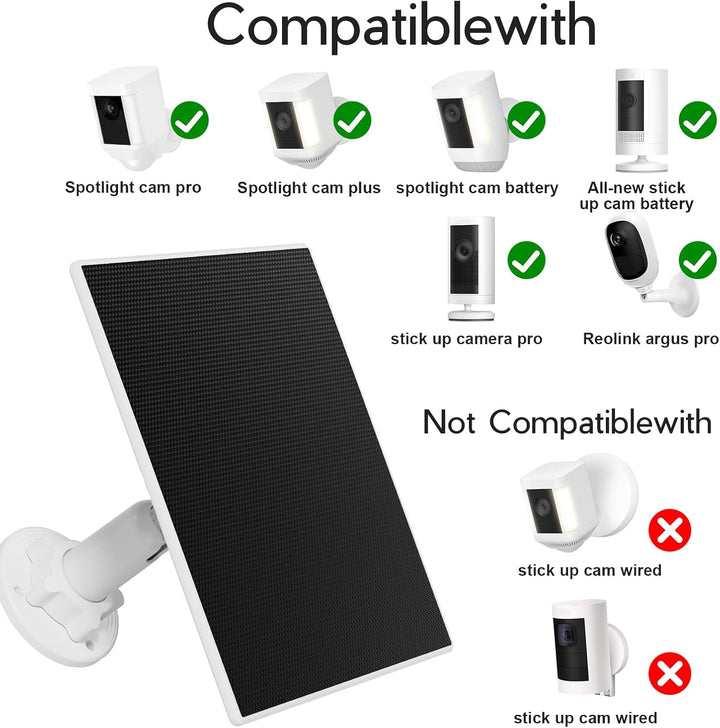 Solarpanel für Ring Kamera, 3W Solarpanel Build-in 4000mAh Akku kompatibel mit Ring Spotlight Cam/Pr