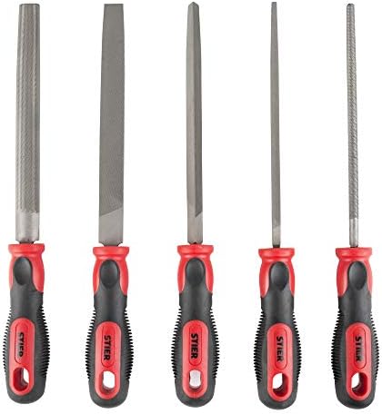 STIER Werkstattfeilen-Satz, Blattlänge 250mm, H2, 5-teilig, nach DIN 7261, 2-Komponenten-Griff, hohe